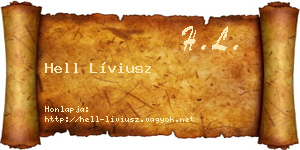 Hell Líviusz névjegykártya